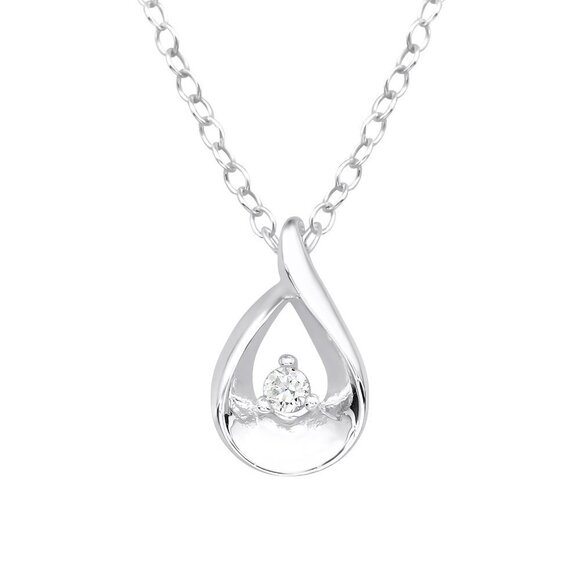 Teardrop Sterling Silver Necklace with Stones - Picture 1 of 10
